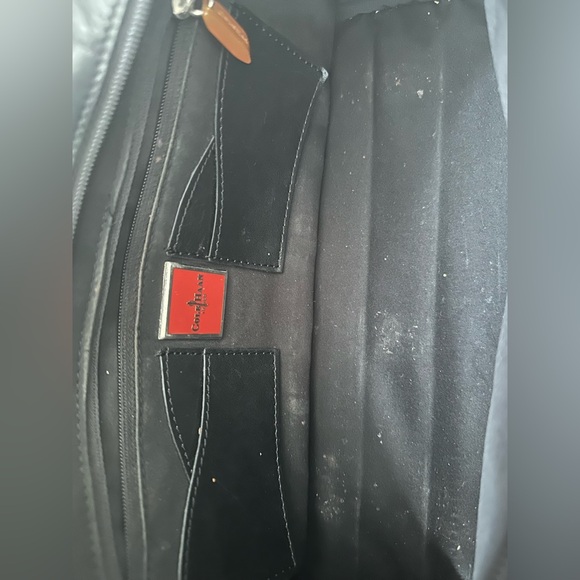 Cole Haan Vintage Black Leather Satchel with Amber Resin Hardware - Picture 3 of 15